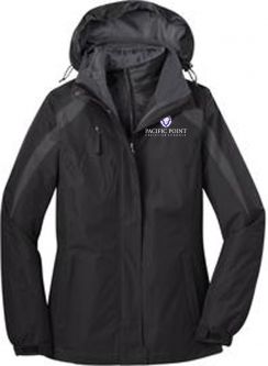 Ladies Colorblock 3-in-1 Jacket, Black/Grey